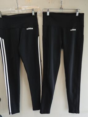 (2) Adidas Small Black High-Waist Leggings Jogging Workout Pants